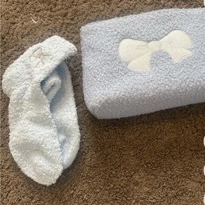 blue bow bag with socks